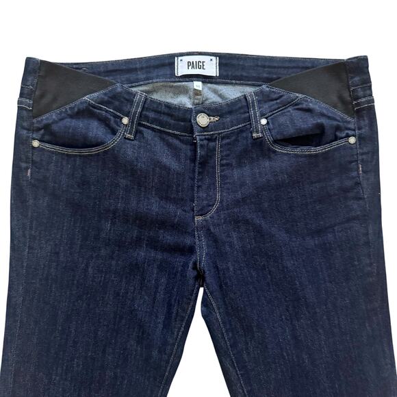 Paige Skyline Boot Jeans Women's Sz 10 30 Blue Dark wash Bootcut Mid Rise Boho - Picture 2 of 16